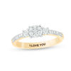 Thumbnail Image 0 of Engravable 1/5 CT. T.W. Composite Diamond Three Stone Promise Ring in 10K White, Yellow or Rose Gold (1 Line)