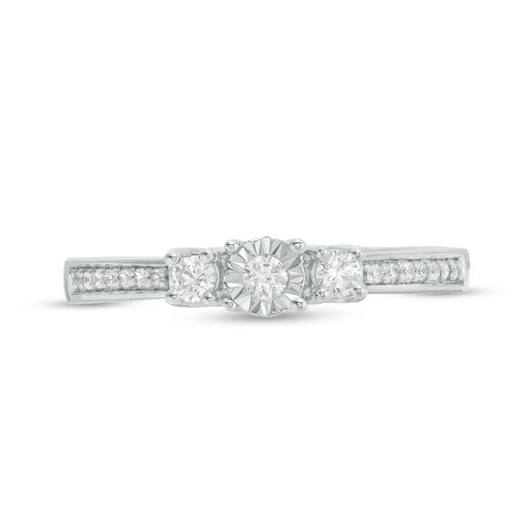 Engravable 1/4 CT. T.w. Diamond Three Stone Promise Ring in Sterling Silver (1 Line)