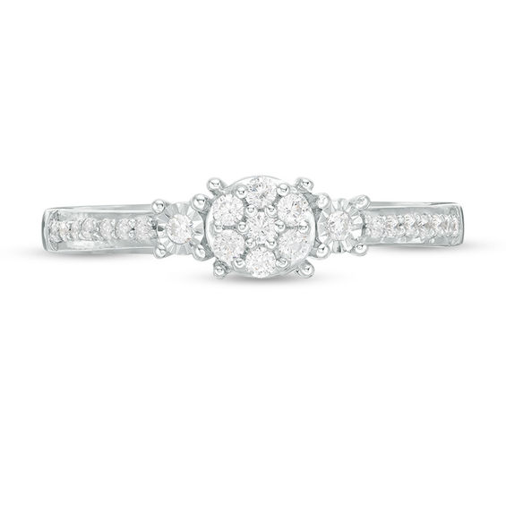Engravable 1/5 CT. T.w. Composite Diamond Three Stone Promise Ring in Sterling Silver (1 Line)