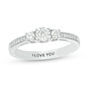 Thumbnail Image 1 of Engravable 1/4 CT. T.W. Diamond Three Stone Promise Ring in Sterling Silver (1 Line)