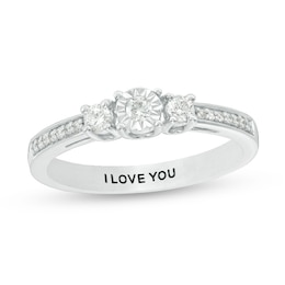 Engravable 1/4 CT. T.W. Diamond Three Stone Promise Ring in Sterling Silver (1 Line)