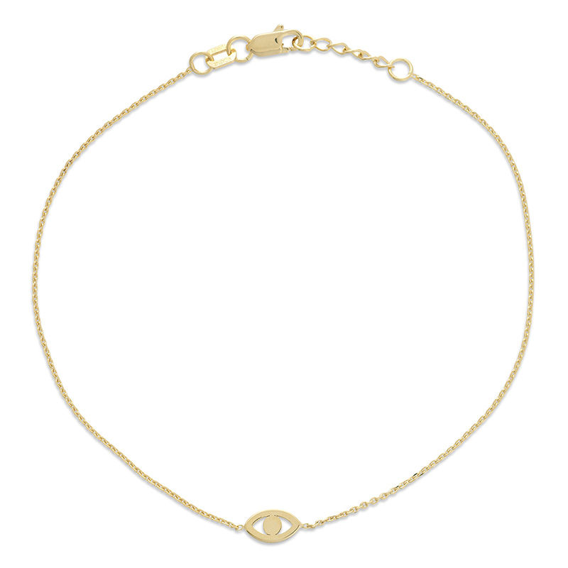 Cut Out Evil Eye Bracelet in 14K Gold 7.5