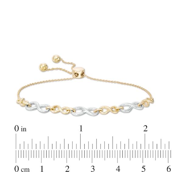 Large and Small Alternating Infinity Link Bolo Bracelet in 10K Two-Tone Gold - 9.5"
