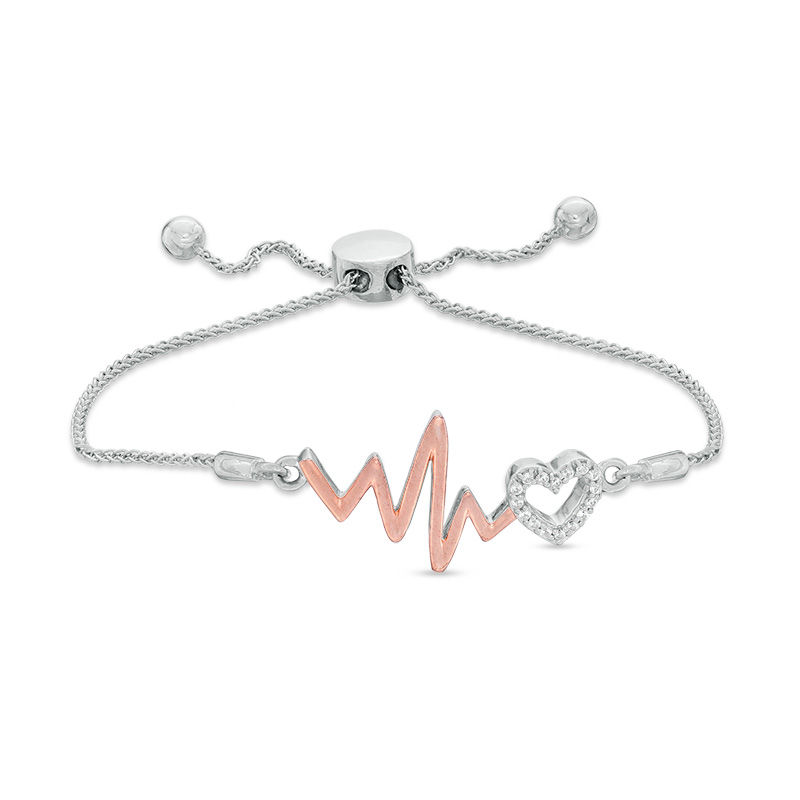 Sterling Silver Heart Charm Bolo Bracelet