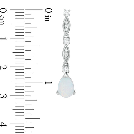 Pear-Shaped Lab-Created Opal and 1/5 CT. T.w. Diamond Drop Earrings in Sterling Silver