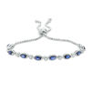 Thumbnail Image 1 of Marquise Lab-Created Blue Sapphire and Beaded Bolo Bracelet in Sterling Silver - 9.5"