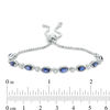 Thumbnail Image 3 of Marquise Lab-Created Blue Sapphire and Beaded Bolo Bracelet in Sterling Silver - 9.5"