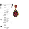 Thumbnail Image 1 of Pear-Shaped Garnet and 1/6 CT. T.W. Black Diamond Drop Vintage-Style Earrings in 10K Gold