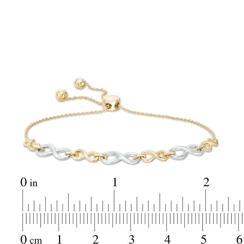 Large and Small Alternating Infinity Link Bolo Bracelet in 10K Two-Tone Gold - 9.5"
