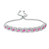 Thumbnail Image 1 of Marquise Lab-Created Ruby and White Sapphire Frame Slanted Bolo Bracelet in Sterling Silver - 9.5"