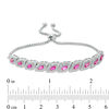 Thumbnail Image 3 of Marquise Lab-Created Ruby and White Sapphire Frame Slanted Bolo Bracelet in Sterling Silver - 9.5"