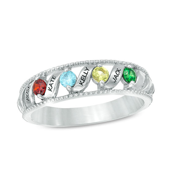 Mother's Engravable Birthstone Ring (1-5 Stones and Names)