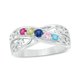 Mother's Birthstone Criss-Cross Scroll Ring (1-5 Stones)