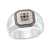 Thumbnail Image 1 of 5/8 CT. T.W. Champagne and White Diamond Double Octagonal Frame Ring in Sterling Silver