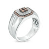Thumbnail Image 2 of 5/8 CT. T.W. Champagne and White Diamond Double Octagonal Frame Ring in Sterling Silver