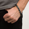 Thumbnail Image 1 of Men's Black Spinel Octagonal Link Bracelet in Sterling Silver and Black Rhodium - 8.5"