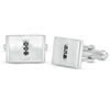 Thumbnail Image 0 of Men's 1/6 CT. T.W. Black Diamond Vertical Trio Cuff Links in Sterling Silver