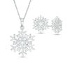 Thumbnail Image 1 of Lab-Created White Sapphire Snowflake Pendant and Stud Earrings Set in Sterling Silver