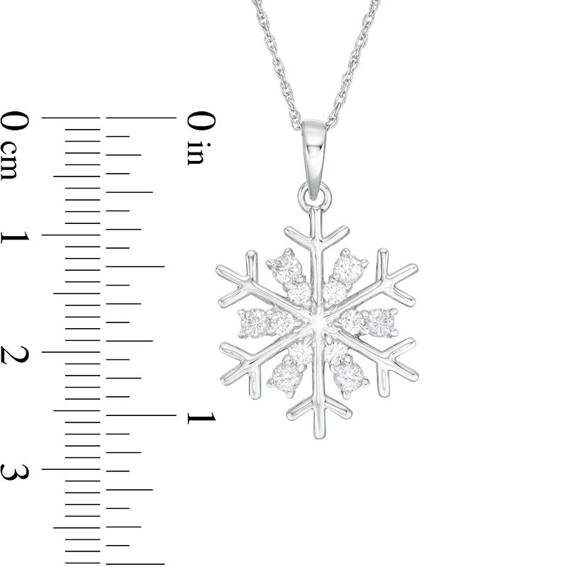 Main Image 3 of Lab-Created White Sapphire Snowflake Pendant and Stud Earrings Set in Sterling Silver