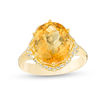 Thumbnail Image 0 of Oval Citrine and 1/3 CT. T.W. Diamond Zig-Zag Collar Ring in 10K Gold