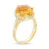 Thumbnail Image 1 of Oval Citrine and 1/3 CT. T.W. Diamond Zig-Zag Collar Ring in 10K Gold