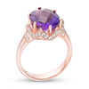 Thumbnail Image 2 of Oval Amethyst and 1/3 CT. T.W. Diamond Zig-Zag Collar Ring in 10K Rose Gold