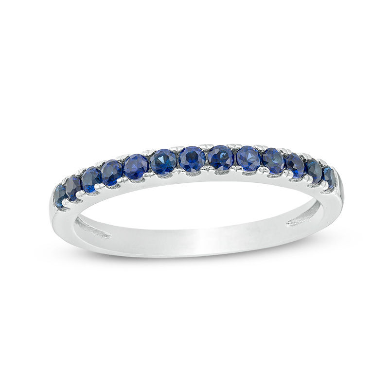 Main Image 1 of Blue Sapphire Stackable Band in 10K White Gold