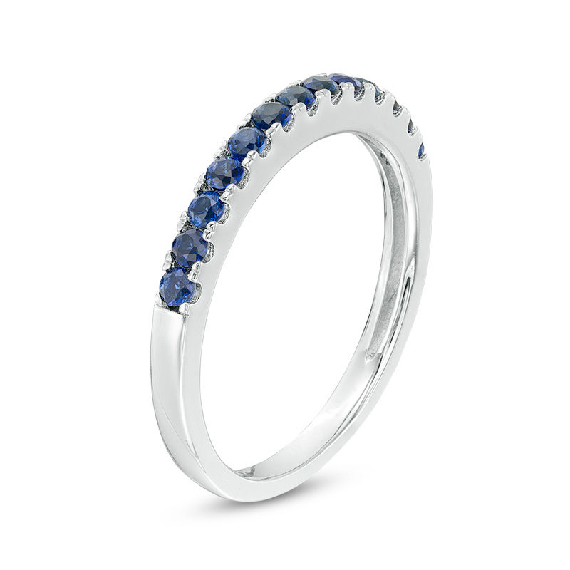 Main Image 2 of Blue Sapphire Stackable Band in 10K White Gold