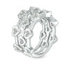 Thumbnail Image 2 of 1/3 CT. T.W. Diamond Heart Outline Three Piece Stackable Band Set in Sterling Silver