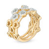 Thumbnail Image 2 of 1/3 CT. T.W. Diamond Heart Outline Three Piece Stackable Band Set in Sterling Silver with 14K Gold Plate