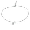 Thumbnail Image 0 of 6.0mm Lab-Created White Sapphire Solitaire Dangle Sideways Cross Anklet in Sterling Silver - 10"