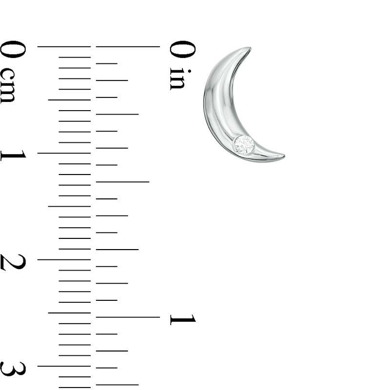 Main Image 2 of 1/20 CT. T.W. Diamond Moon and Star Mismatch Stud Earrings in Sterling Silver