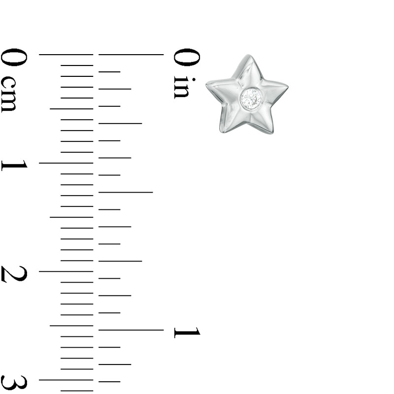 Main Image 3 of 1/20 CT. T.W. Diamond Moon and Star Mismatch Stud Earrings in Sterling Silver