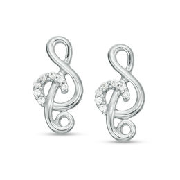 1/10 CT. T.W. Diamond Treble Clef Stud Earrings in Sterling Silver