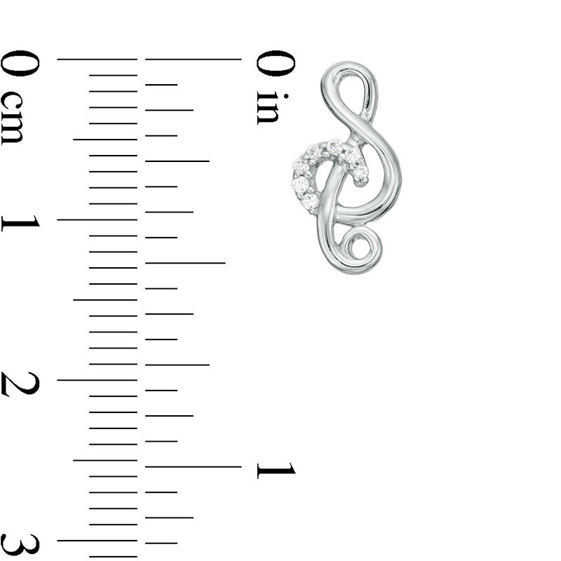 Main Image 2 of 1/10 CT. T.W. Diamond Treble Clef Stud Earrings in Sterling Silver