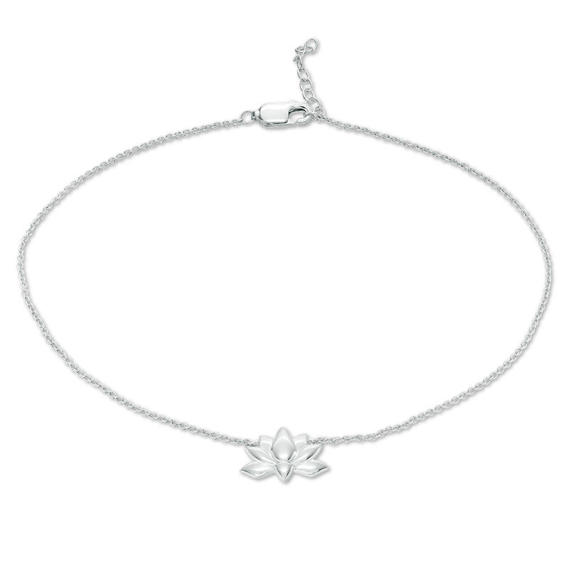 Main Image 1 of Lotus Flower Anklet in Sterling Silver - 10"