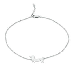 Walking Dachshund Anklet in Sterling Silver - 10"