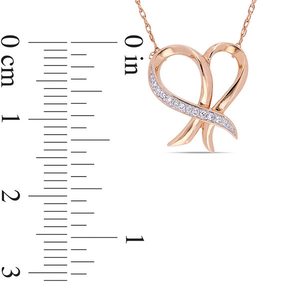1/20 CT. T.W. Diamond Outline Ribbon Heart Necklace in 10K Rose Gold - 17" 1/20 CT. T.W. Diamond Outline Ribbon Heart Necklace in 10K Rose Gold - 17"