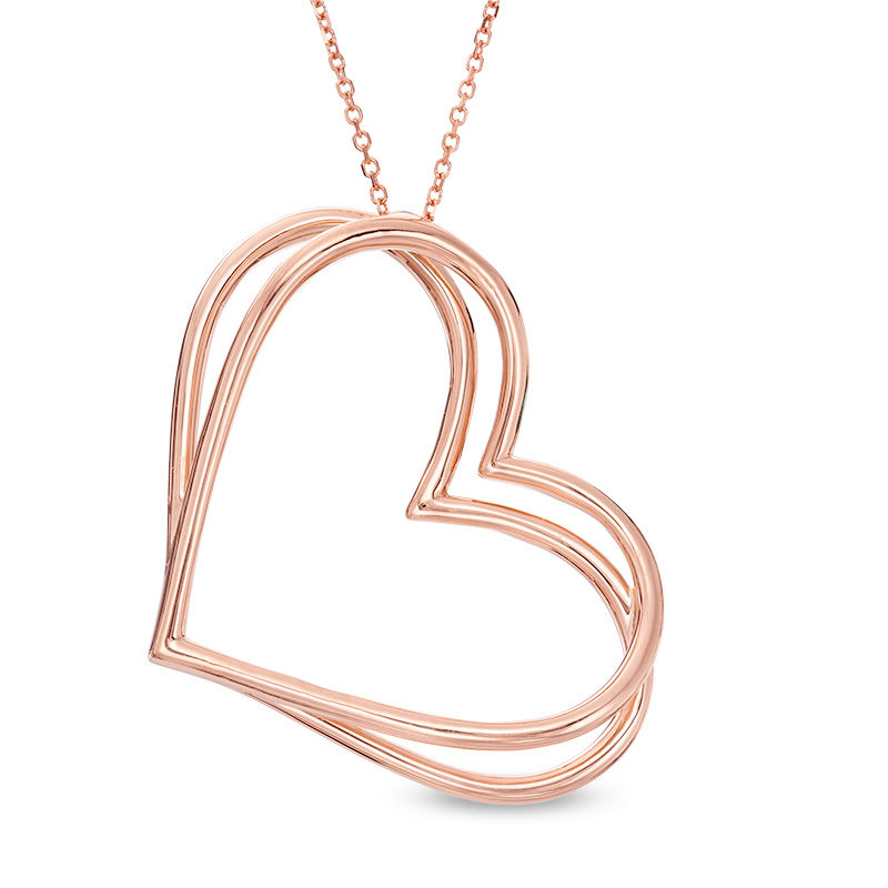 Main Image 1 of The Kindred Heart from Vera Wang Love Collection Tilted Pendant in 10K Rose Gold - 19"