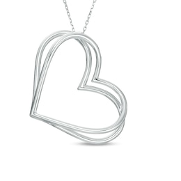 The Kindred Heart from Vera Wang Love Collection Tilted Pendant in Sterling Silver - 19&quot;