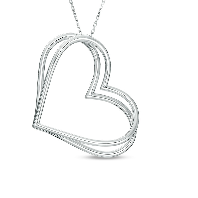 Main Image 1 of The Kindred Heart from Vera Wang Love Collection Tilted Pendant in Sterling Silver - 19"