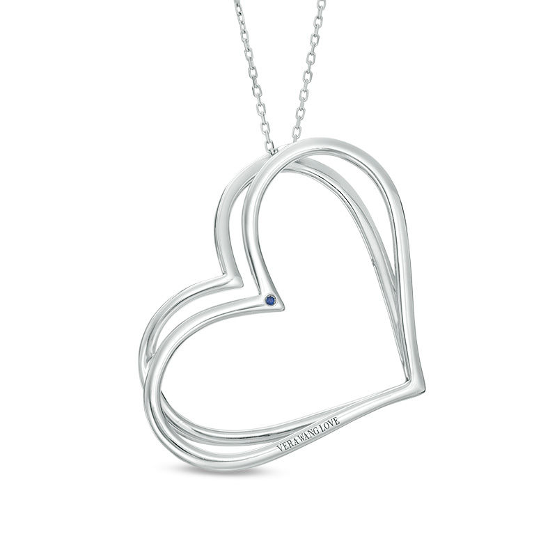 The Kindred Heart from Vera Wang Love Collection Tilted Pendant in Sterling Silver - 19"