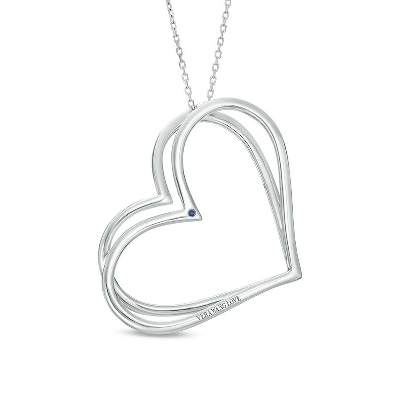 The Kindred Heart from Vera Wang Love Collection Tilted Pendant in Sterling Silver 19
