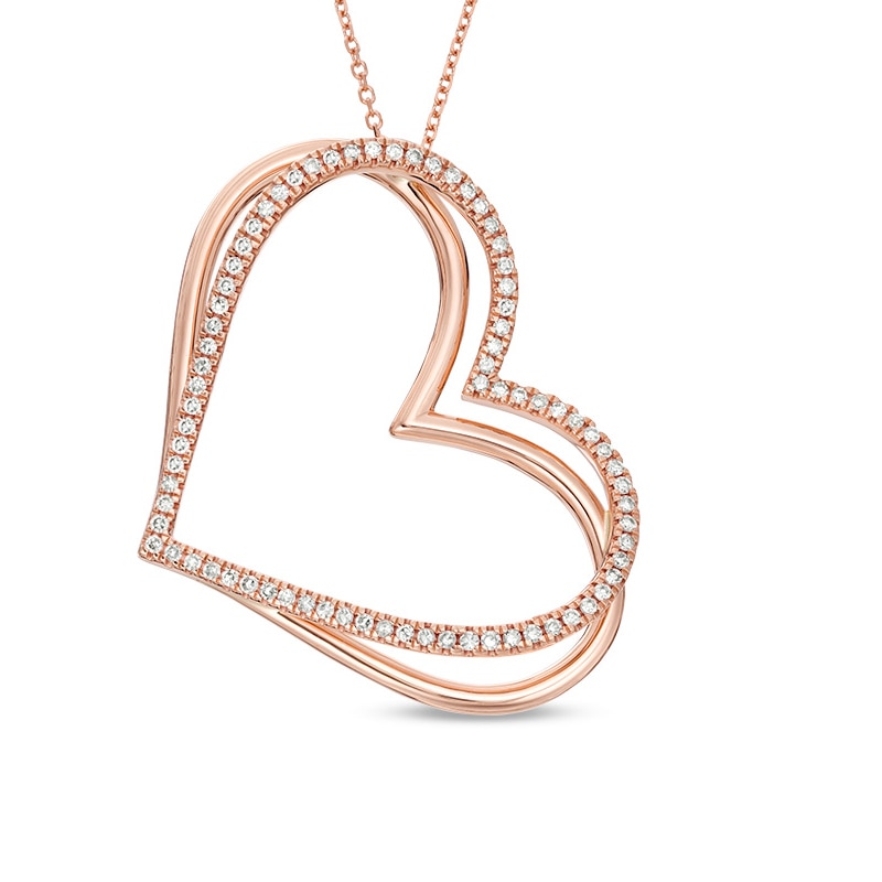 Main Image 1 of The Kindred Heart from Vera Wang Love Collection 1/2 CT. T.W. Diamond Tilted Pendant in 10K Rose Gold - 19"