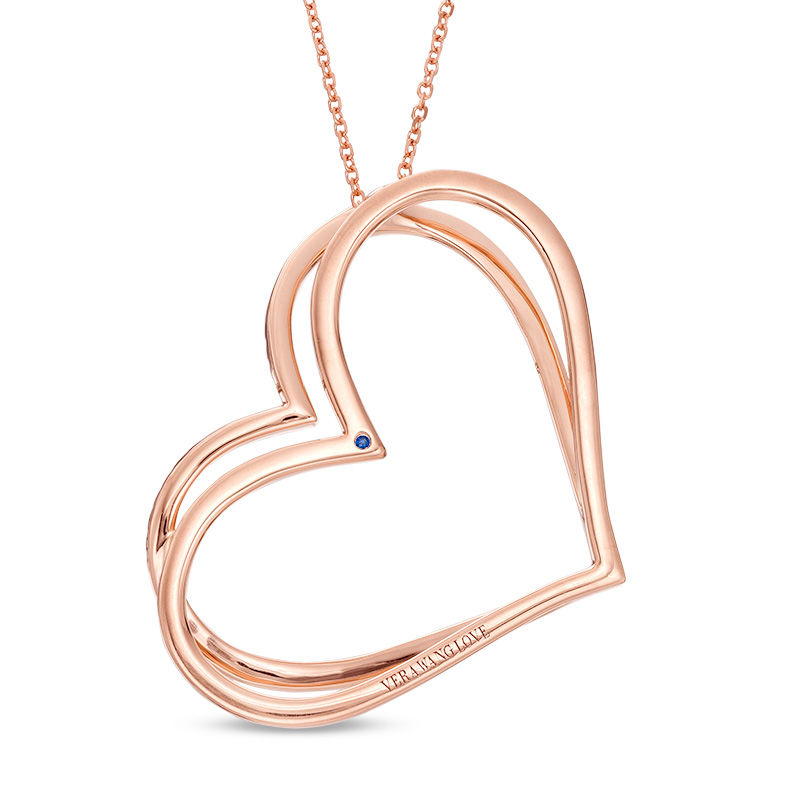 The Kindred Heart from Vera Wang Love Collection 1/2 CT. T.W. Diamond Tilted Pendant in 10K Rose Gold - 19"