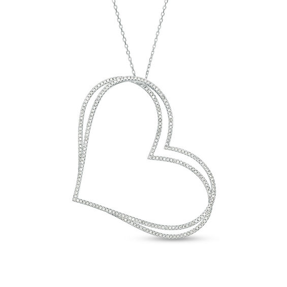 The Kindred Heart from Vera Wang Love Collection 2 CT. T.w. Diamond Tilted Pendant in Sterling Silver - 19"