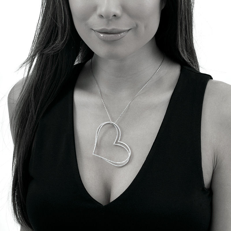 Main Image 2 of The Kindred Heart from Vera Wang Love Collection 2 CT. T.W. Diamond Tilted Pendant in Sterling Silver - 19"