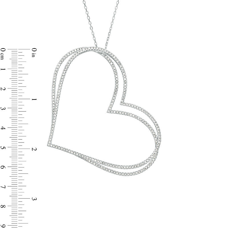 The Kindred Heart from Vera Wang Love Collection 2 CT. T.W. Diamond Tilted Pendant in Sterling Silver - 19"