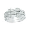 1/6 CT. T.W. Composite Diamond Square Rope Shank Three Piece Stackable Band Set in Sterling Silver