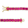Thumbnail Image 3 of Cushion-Cut Lab-Created Ruby Tennis Bracelet in Sterling Silver with 14K Gold Plate - 7.25"